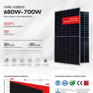 پنل خورشیدی 700 وات مونو کریستال بایفشیال برند AE SOLAR سری METEOR