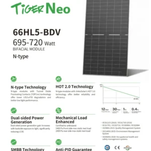 پنل خورشیدی 710 وات مونو کریستال بایفشیال برند JINKO SOLAR با تکنولوژی N-TYPE