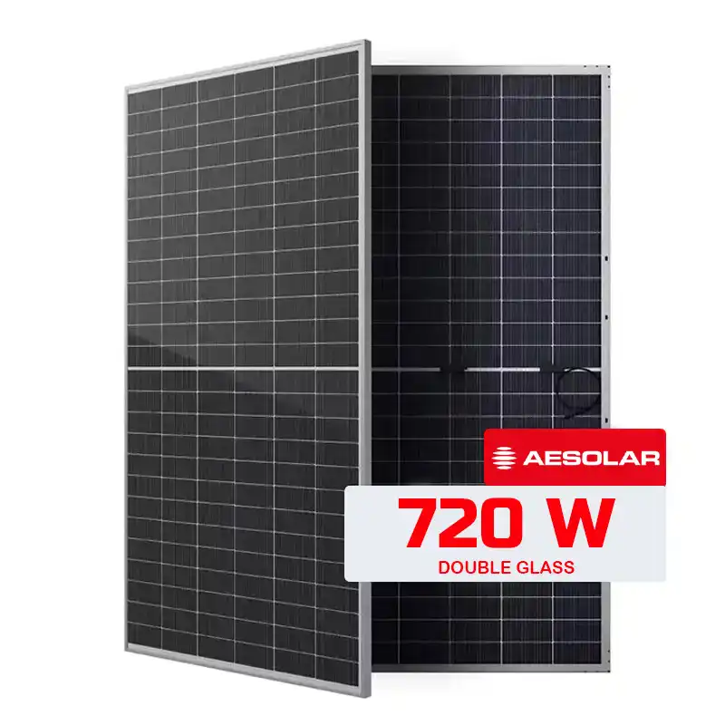 پنل خورشیدی 720 وات مونو کریستال بایفشیال برند AE SOLAR مدل AE TME-132BDS 720W
